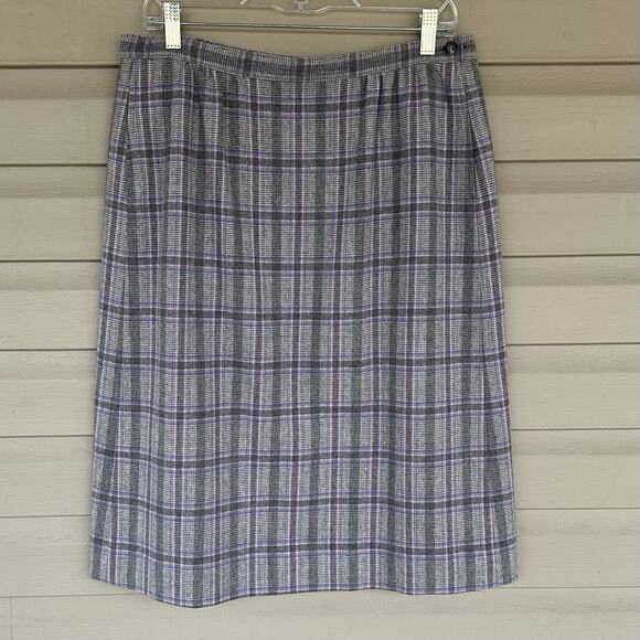 Pendleton Gray Plaid Pencil Skirt - Picture 1 of 4
